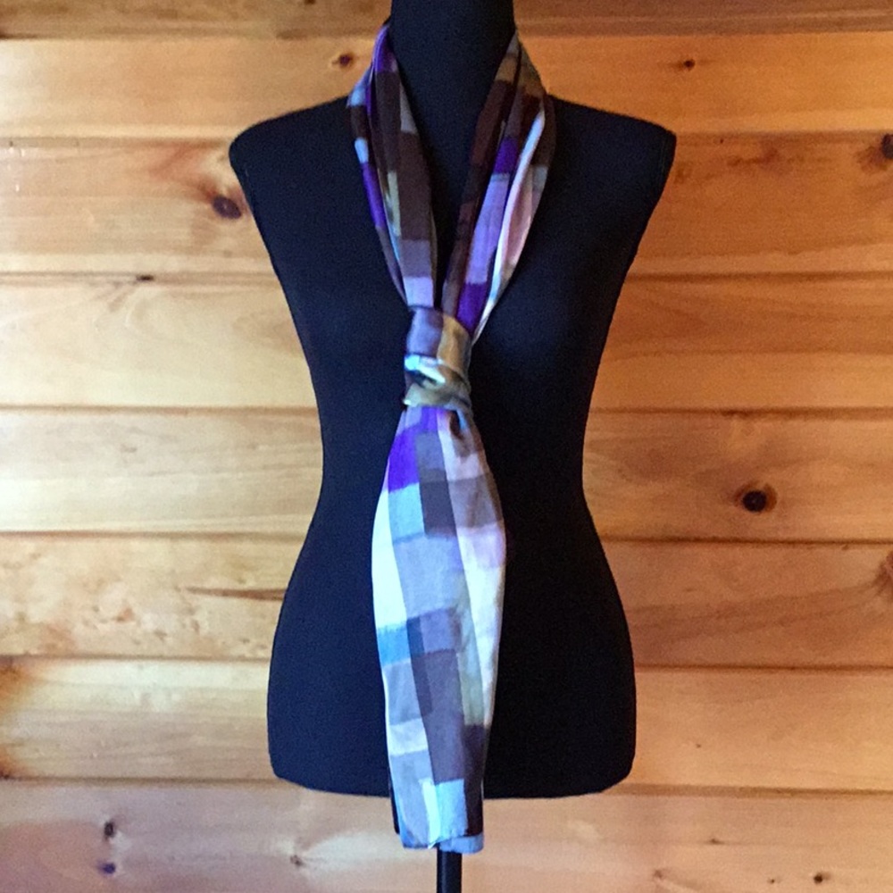 Scarf with Blues, Purple, Greens